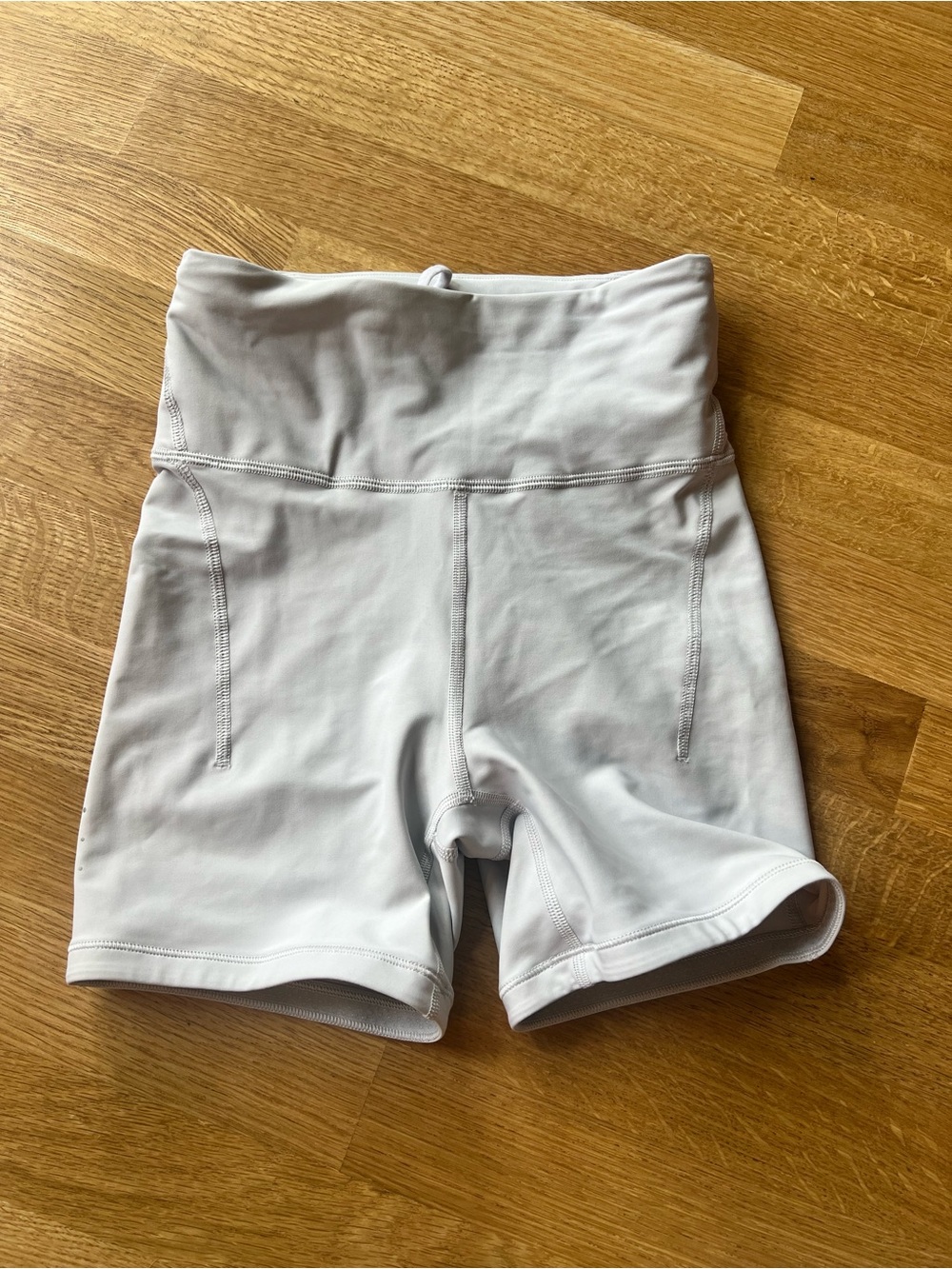 Athleta White/Gray High-Rise Bike Shorts
